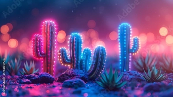 Obraz Neon cacti