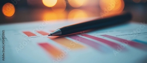 Fototapeta Close up marketing research data with a pen