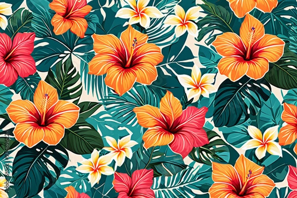 Fototapeta seamless background with flowers