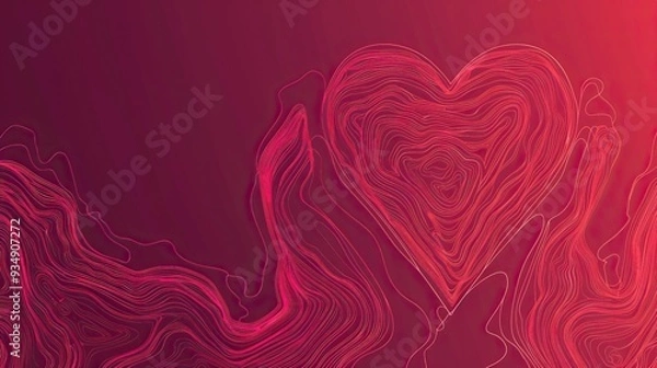 Fototapeta Heart. Abstract love symbol. Continuous line art drawing vector illustration