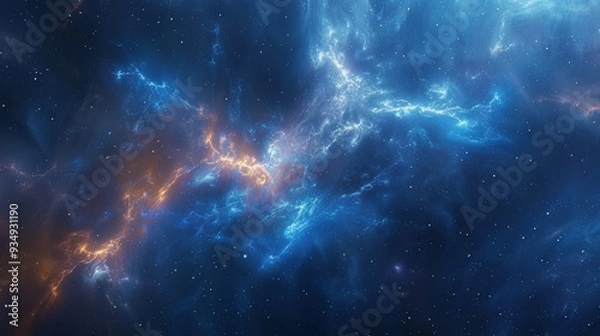 Fototapeta Colorful cosmic nebula illuminated by starlight in a vast universe