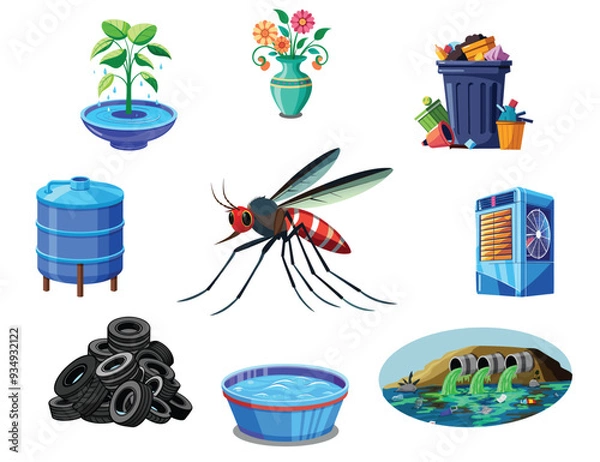Fototapeta Mosquitoes breed in stagnant water like ponds, puddles, and containers, making these ideal breeding places that can lead to rapid population growth. 