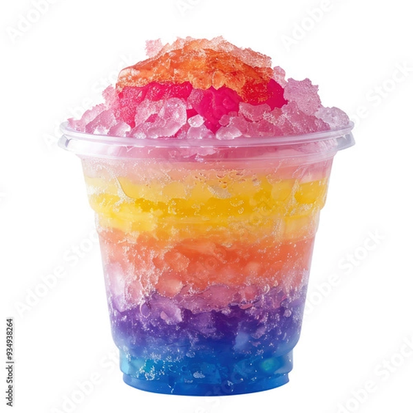 Fototapeta colorful shaved ice isolated on transparent white background, clipping path