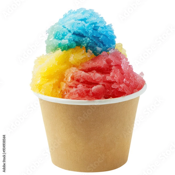 Fototapeta colorful shaved ice isolated on transparent white background, clipping path