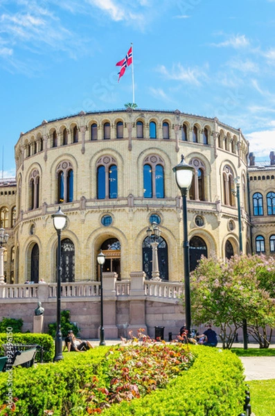 Obraz Stortinget, Parliament of Norway Oslo in beautiful spring day