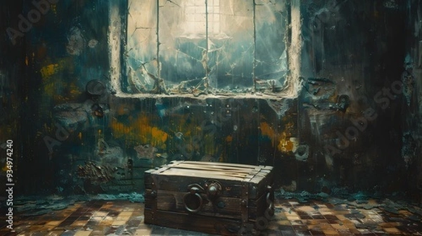 Fototapeta Treasure Chest in Abandoned Building.