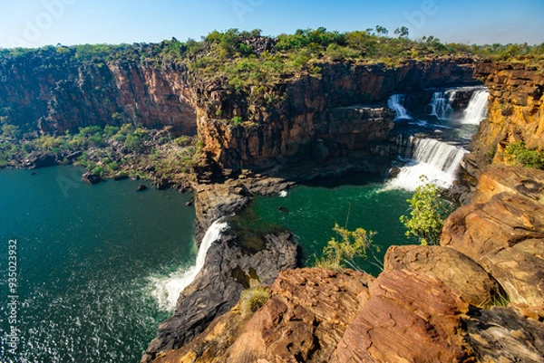 Fototapeta Cascades of Mitchell Falls with the lower pool, Kimberleys, Western Australia
