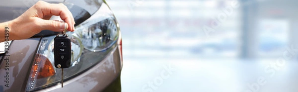 Obraz Ręka z kluczykiem samochodowym.