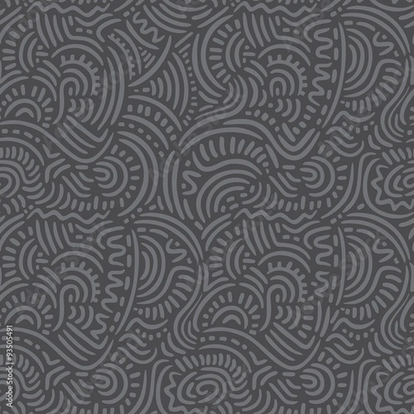 Fototapeta Grey Doodle Lines Seamless Pattern