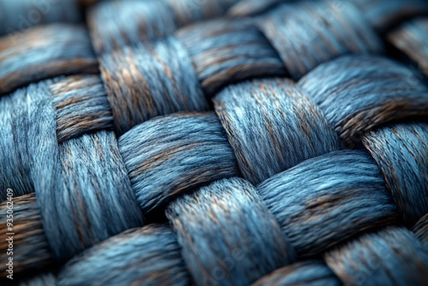 Fototapeta Microscopic detail of woven fabric structure with visible threads and soft texture, realistic, high detail, 8k