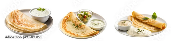 Obraz Neer dosa with coconut chutney, on isolated transparent background