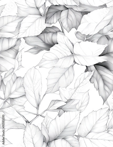 Fototapeta seamless black and white pattern of leave 