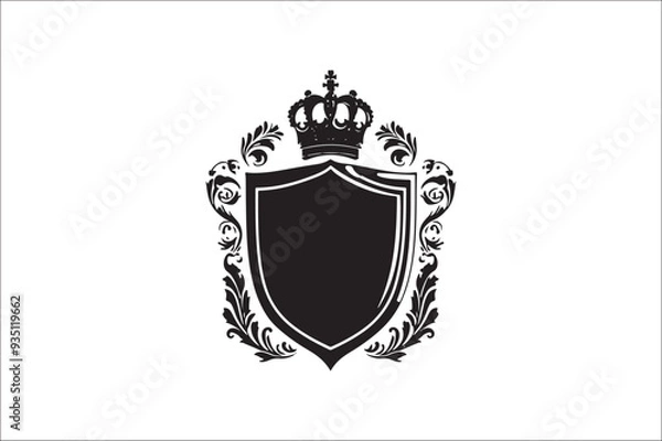 Fototapeta Abstract coat of arms shield Vector Silhouette. Vintage shield Vector Silhouette. Shield Vector Silhouette Bundle.

