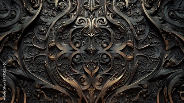 Fototapeta Intricate Metalwork: A mesmerizing close-up of a meticulously crafted metal panel, showcasing intricate patterns and elegant details.