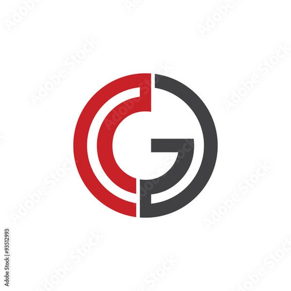 Fototapeta G initial circle company or GO, OG red logo
