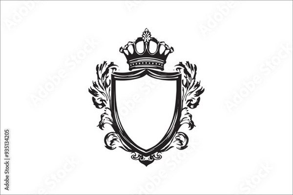 Fototapeta Abstract coat of arms shield Vector Silhouette. Vintage shield Vector Silhouette. Shield Vector Silhouette Bundle.
