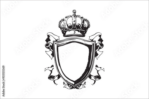 Obraz Abstract coat of arms shield Vector Silhouette. Vintage shield Vector Silhouette. Shield Vector Silhouette Bundle.
