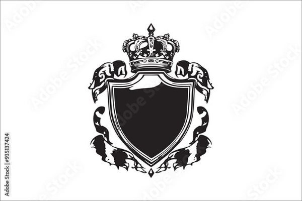 Obraz Abstract coat of arms shield Vector Silhouette. Vintage shield Vector Silhouette. Shield Vector Silhouette Bundle.
