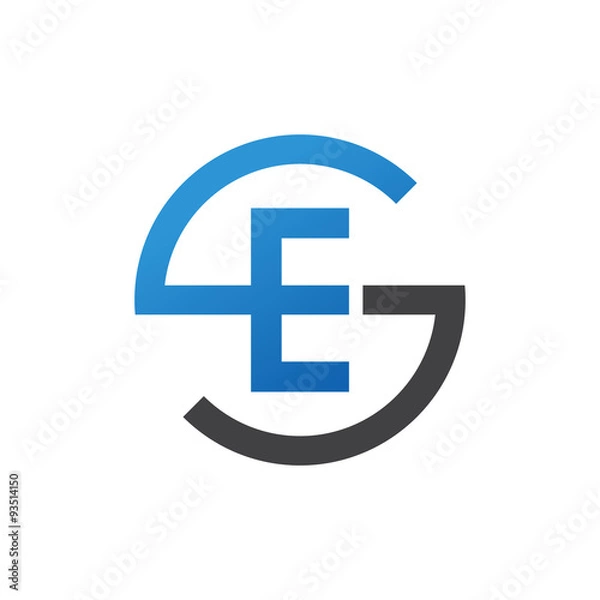 Fototapeta ES or SE letters, blue circle S logo shape