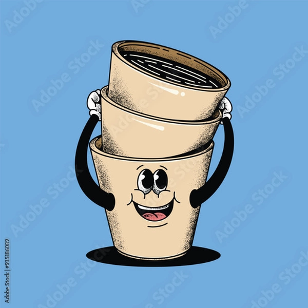Obraz Coffee Cup Retro Mascot