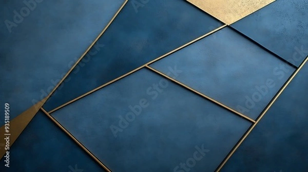 Fototapeta Abstract Geometric Pattern with Blue and Gold Tones