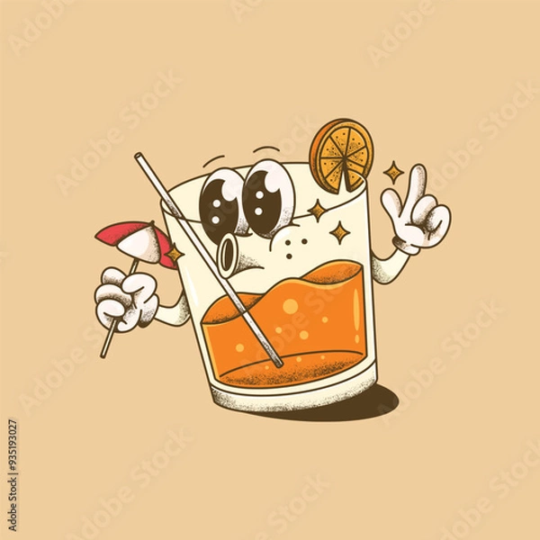 Obraz Retro Orange Juice Logo Mascot Illustrations