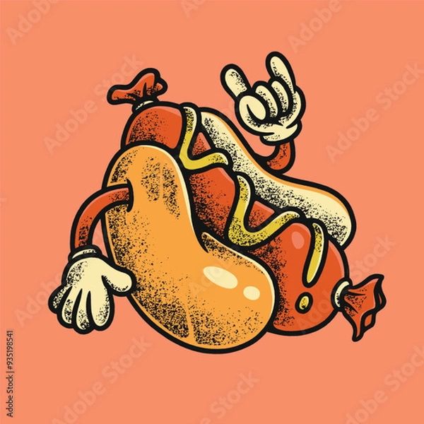Obraz Hot Dog Retro Mascot Illustrations
