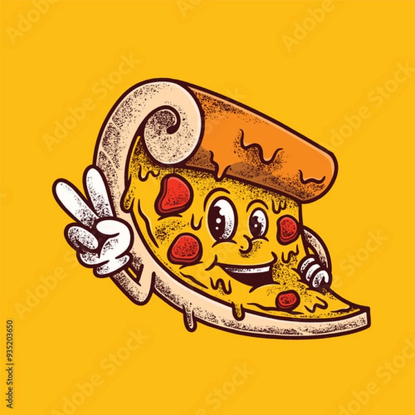 Obraz Pizza Retro Macot Logo Illustrations