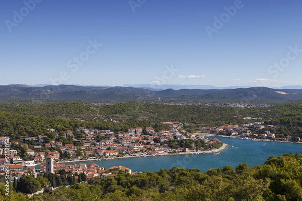 Obraz Beautiful view on Tisno, Betina, Lovisca, on island Murter, Dalmatia, Croatia, space for text, high resolution photo