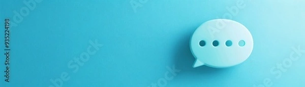Fototapeta Minimalist light blue speech bubble on a blue background, representing communication or messaging. Ideal for social media or technology concepts.