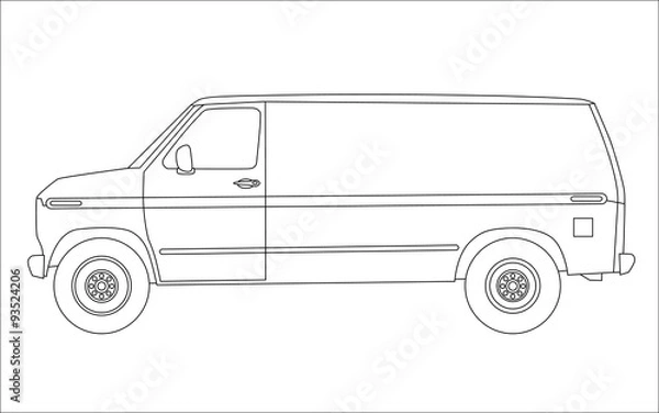 Fototapeta Van silhouette on white background. Vector.