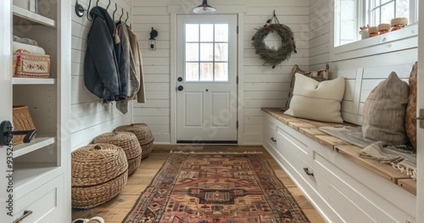 Fototapeta Cozy Log Cabin Kitchen with Rustic Charm