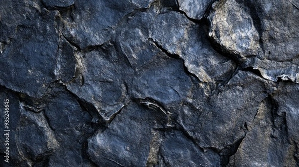 Obraz Close-Up View of Blue Shale Rock Layers Revealing Natural Geological Patterns