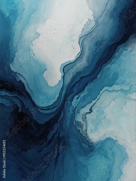 Obraz Blue and white waves as an abstract background 3d render illustration, sea and oceanic fantasy themed