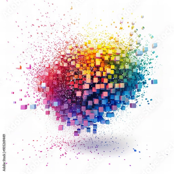 Obraz Colorful Pixel Clouds touched by Artificial Intelligence - Generativ AI