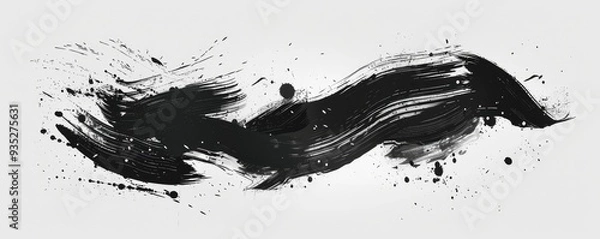 Obraz Abstract black brushstroke on white background, dynamic