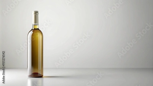 Fototapeta Simple mockup of a wine bottle on a white background , mockup, wine, bottle, blank, template, minimalistic, design, clear