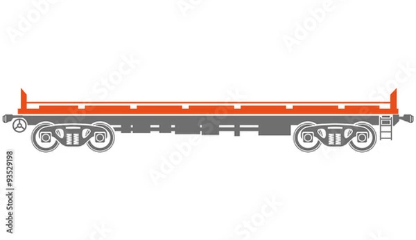 Obraz Open platform Railway freight car - Vector