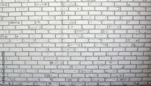 Fototapeta Abstract weathered high resolution texture old stucco light gray and aged paint white brick wall background in rural room, grungy blocks of stonework technology color horizontal architecture , ai