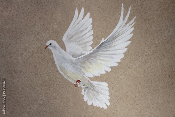 Obraz A free flying white dove