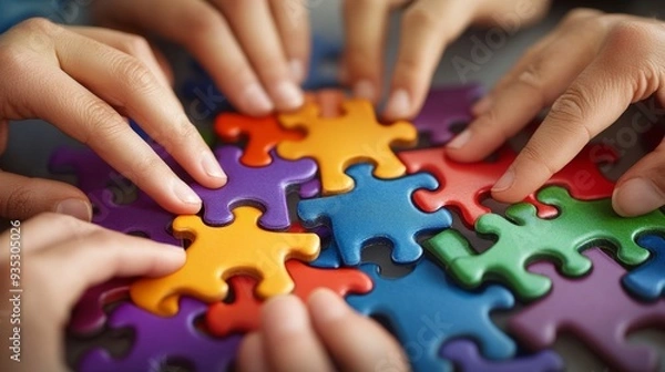 Fototapeta Hands Solving a Colorful