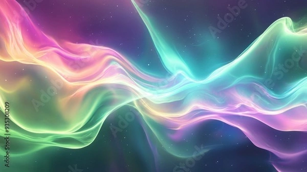 Fototapeta A vibrant abstract wave of colors flowing harmoniously in a cosmic background.