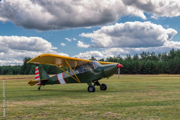 Obraz Let-Mont TUL-09 Tulak aircraft, on the runway, ready to fly, Borne Sulinowo airport, Poland