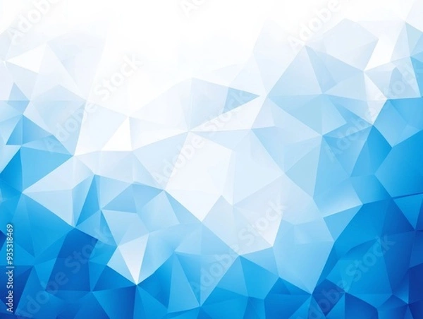 Fototapeta Minimalistic Blue Geometric Background with Low-Poly Polygonal Shapes in Light Blue and White Colors for Internet Product and Service Presentations