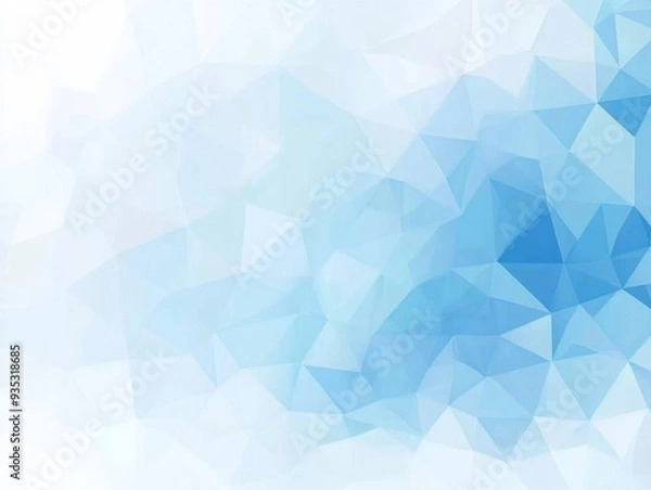 Fototapeta Minimalistic Blue Geometric Background with Low-Poly Polygonal Shapes in Light Blue and White Colors for Internet Product and Service Presentations