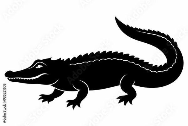 Fototapeta Alligator vector silhouette, crocodile icon, Crocodile and alligator silhouette
