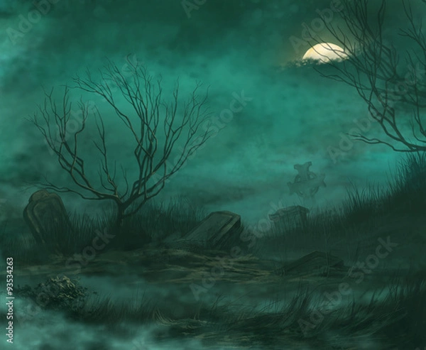 Obraz cemetery at night