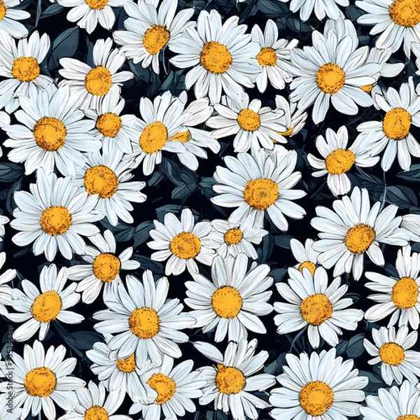 Fototapeta Daisy Flowers Seamless Pattern