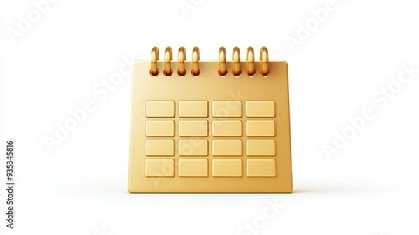 Obraz Gold Calendar , Isolated On White Background, Perfect For Event-Themed Designs And Date Promotions . Generative ai