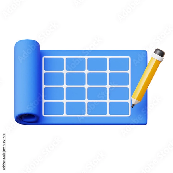 Obraz 3d blueprint with pencil